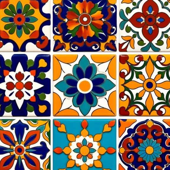 Mexican Talavera Peel and Stick Wallpaper Colorful Floral Geometric Tile Mediterranean Wall Mural 23.6in x 9.8ft Self Adhesive Removable Wall Paper Renter Friendly Wallpaper for Bedroom