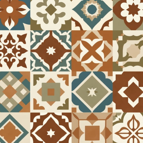 Mexican Talavera Peel and Stick Wallpaper Geometric Moroccan Tile Earthy Tones Soft Blues Wall Mural 17.7in x 9.8ft Self Adhesive Removable Wall Paper Renter Friendly Wallpaper for Bedroom
