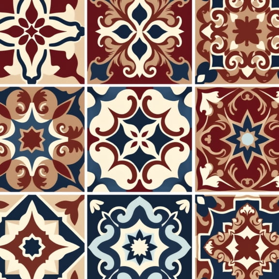 Mexican Talavera Peel and Stick Wallpaper Moroccan Tiles Rich Patterns Earthy Tones Wall Mural 23.6in x 9.8ft Self Adhesive Removable Wall Paper Renter Friendly Wallpaper for Bedroom