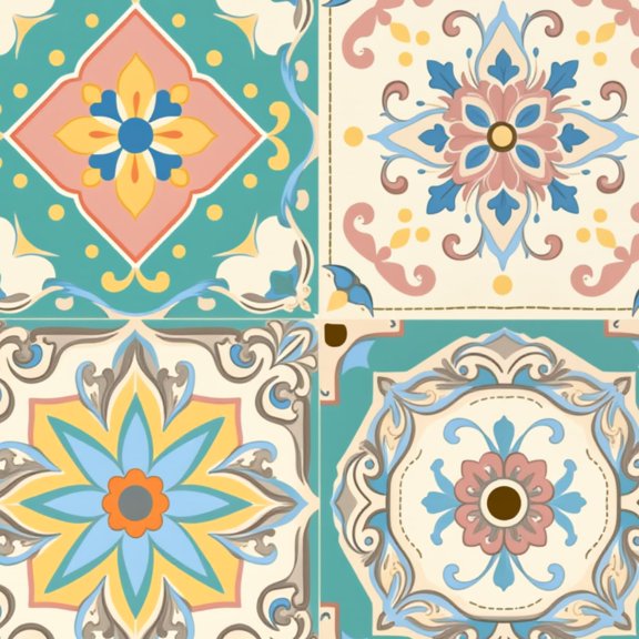 Mexican Talavera Peel and Stick Wallpaper Vintage Floral Tile Pastel Colors Intricate Wall Mural 23.6in x 9.8ft Self Adhesive Removable Wall Paper Renter Friendly Wallpaper for Bedroom