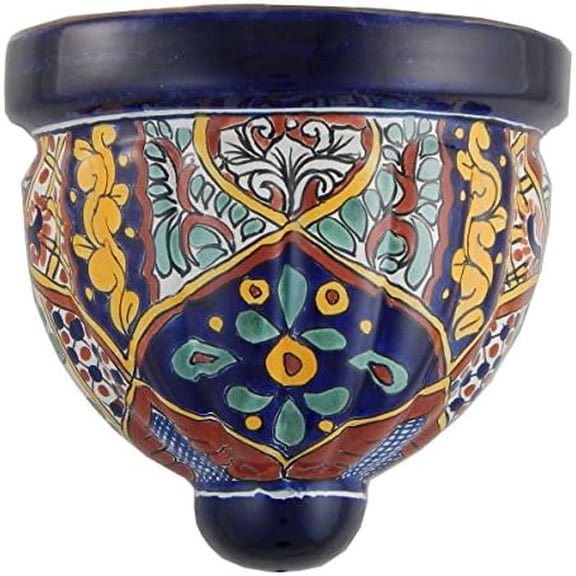 Mexican Talavera Wall Planter Handmade Hand Painted Pottery Planter Wall Hanging Sconce Planter # 16$$Garden & Patio