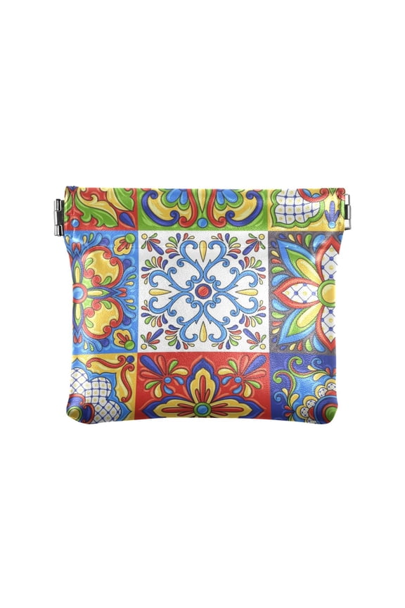 Mexican Talavera Wallet Small PU Leather Change Pouch Wallet for Women