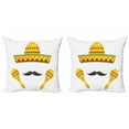 thumbnail image 1 of Ambesonne Cartoon Throw Pillow Cover 2 Pack, Famous Mexican, 20", Yellow, 1 of 2
