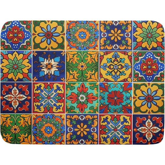 Mexican Tiles Dish Drying Mat for Kitchen Counter Absorbent Microfiber Dish Drying Pad Kitchen Gadgets Multi-use