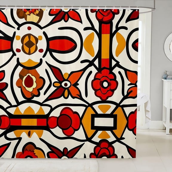 Mexican Tiles Mexico Talavera Tiles Shower Curtain Boho Vintage Mandala Bathroom Curtain for Kids Adults Exotic Ethnic Floral Shower Decor
