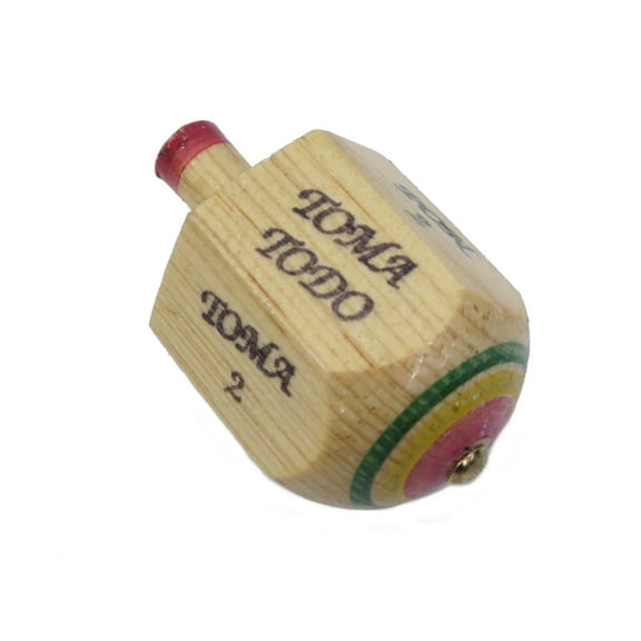 Mexican Toma Todo Wooden Pirinola Toy | Classic Six-Sided Game | Traditional Entertainment