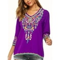 thumbnail image 1 of Mexican Tops for Women Embroidered Shirts Hippie Clothes Tunic Fiesta Plus Size Boho Peasant Blouses 5XL, 1 of 6