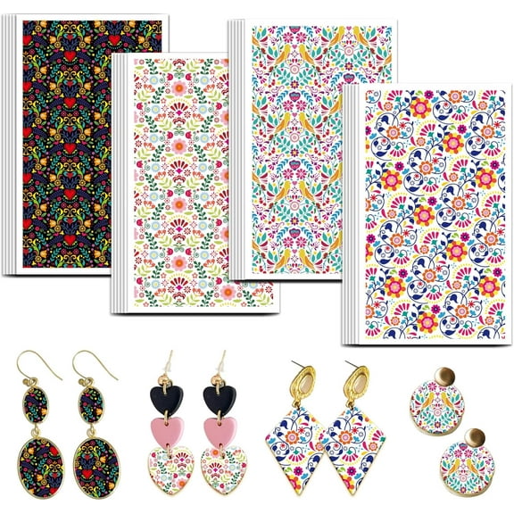 Mexican Traditional Pattern Clay Transfer Paper - 24 Pcs for Polymer Clay Jewelry Making