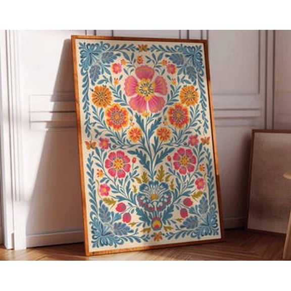 Mexican Traditional Wall Art Print With Vintage Botanical Latin Decor