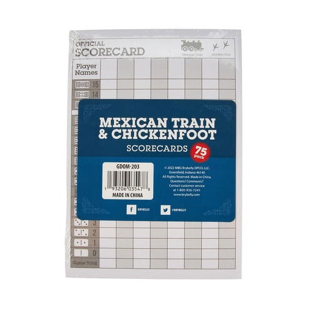 Mexican Train & Chickenfoot Dominoes Scorecards, 75Pack