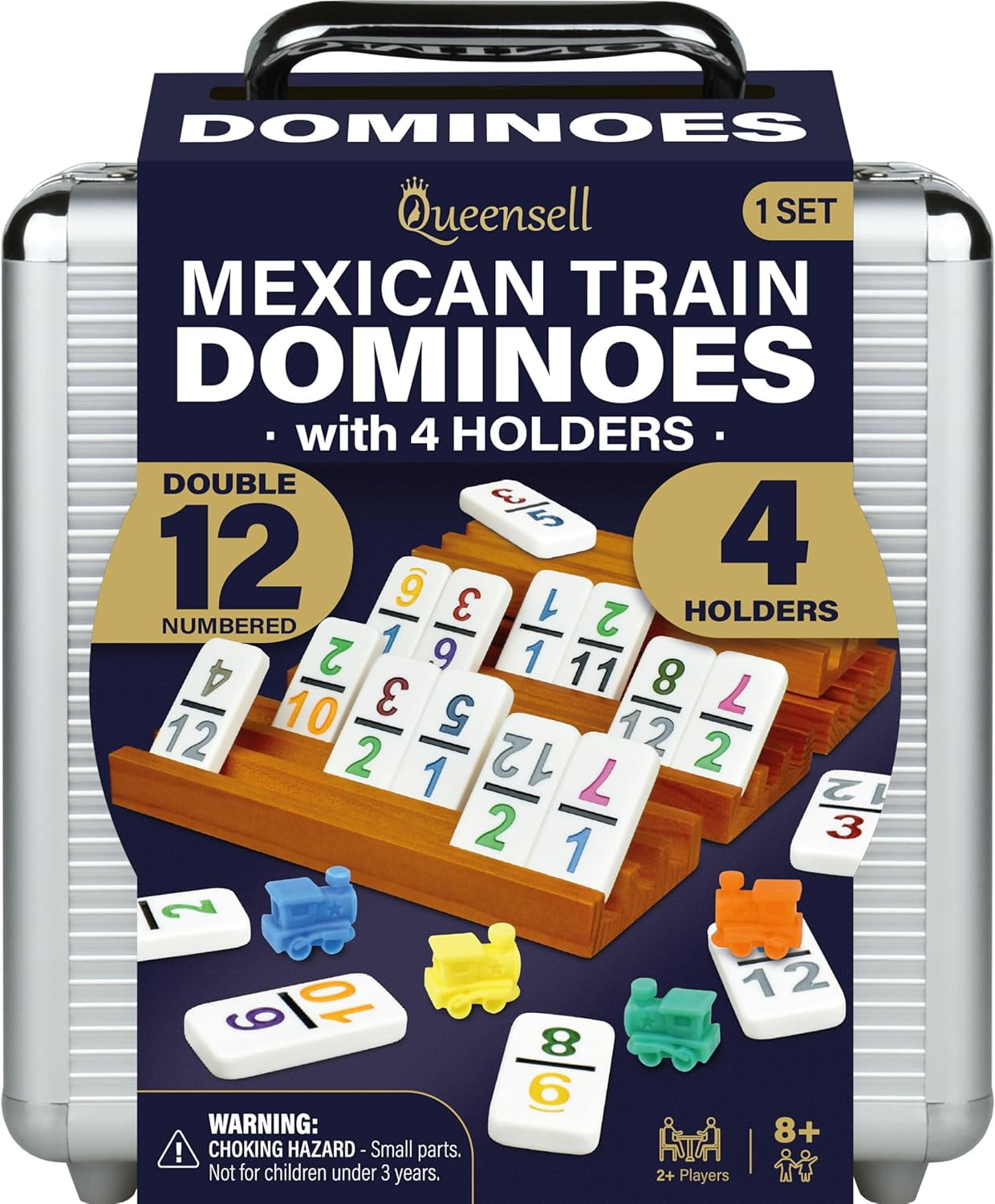 Mexican Train Double 12 Dominoes Set with Wooden Holders