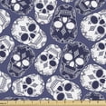 thumbnail image 1 of Mexican Upholstery Fabric by the Yard, Sugar Skull Pattern with Latin American Culture Motifs, Decorative Fabric for DIY and Home Accents, 1 Yard, Blue Violet White by Ambesonne, 1 of 4