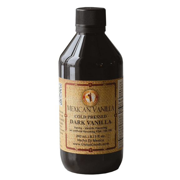 Pure Dark Mexican Vanilla Extract Gluten Free Vanilla for Baking Cakes, Cookies, Desserts, Coffee & Beverages Natural, Bold Flavour 240ml / 8.12 fl oz bottle