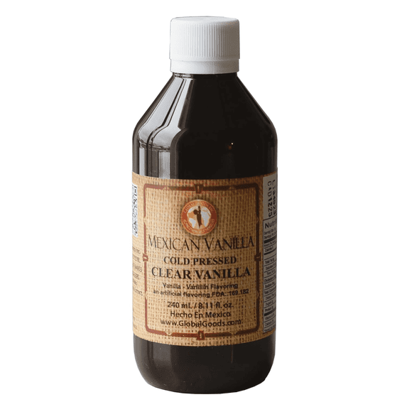 Pure Clear Mexican Vanilla Extract Gluten Free, Coumarin Free Vanilla for Baking 8.12 fl oz bottle