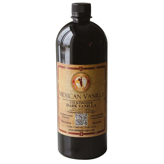 Pure Dark Mexican Vanilla Extract Gluten Free Vanilla for Baking Cakes, Cookies, Desserts, Coffee & Beverages Natural, Bold Flavour 33.81 fl oz bottle