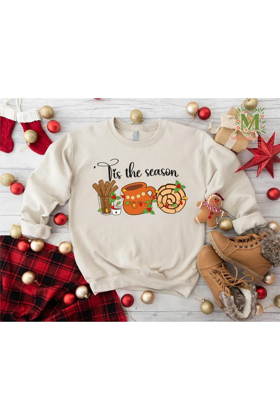 Mexican Winter Occasion Sweatshirt, Tis The Season For Tamales, Concha Sweatshirt, Felices Fiestas Shirt, Spanish Merry , Mexican Occasion, Full size S-5XL
