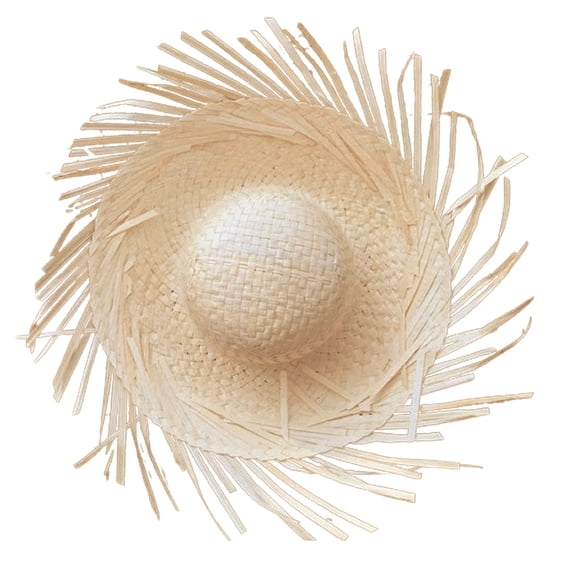 Mexicanos Sombrero Hat, Handmade Straw Hat, Hawaiian Styles Dress Up Props Straw Hat with Ripped Brim