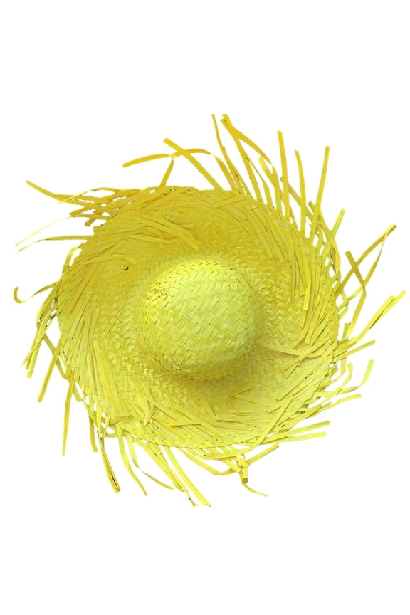 Mexicanos Sombrero Hat, Handmade Straw Hat, Hawaiian Styles Dress Up Props Straw Hat with Ripped Brim