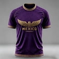 thumbnail image 1 of Mexico 2026 Soccer Cup Fan Jersey for Men, Crewneck Short Sleeve T-Shirt with Winged Totem & Geometric Print, Lightweight Breathable Athletic Top, 1 PC Dark Purple M, 1 of 4
