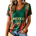 thumbnail image 1 of Mexico 2026 Soccer Cup V-Neck Jersey for Women, Short Sleeve Football Kit Shirt with "MÉXICO" Print, Breathable Athletic Uniform Top, Lightweight Fan Gear, 1 PC Green L, 1 of 3