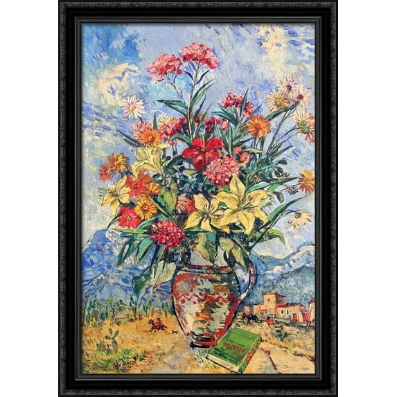Mexico 28x40 Large Black Ornate Wood Framed Canvas Art by David Burliuk