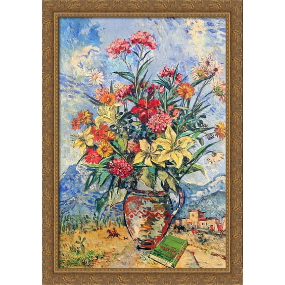 Mexico 28x40 Large Gold Ornate Wood Framed Canvas Art by David Burliuk