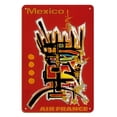 thumbnail image 1 of Mexico - Abstract Mayan Art - France - Vintage Airline Travel Poster by Georges Mathieu c.1960 - 8 x 12 inch Vintage Wood Art Sign, 1 of 4