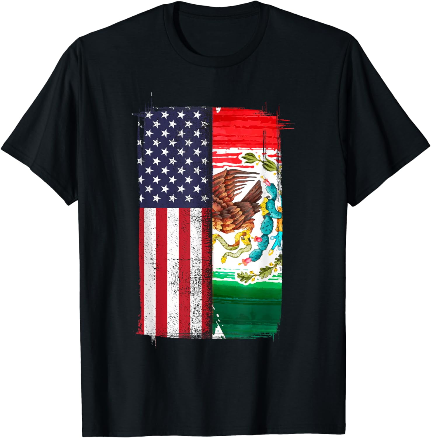 Mexico America Flag USA Pride Patriot Half Mexican American T-Shirt ...