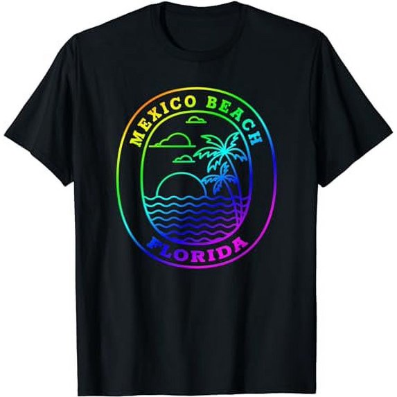 Mexico Beach Florida Rainbow Palm Tree Beach Vacation T-Shirt