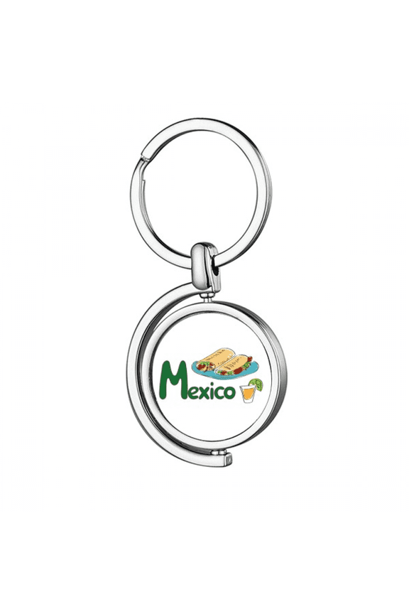 Mexico Burrito Food Snack Mexican Rotating Keychain Metal Keyring Holder