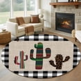 thumbnail image 1 of Mexico Cactus 7FT Round Area Rugs for Living Room Black and White Plaid Ultra-Thin Non-Slip Round Rugs Machine Washable Low Pile Circle Carpet for Bedroom Kitchen Nursery, 1 of 9