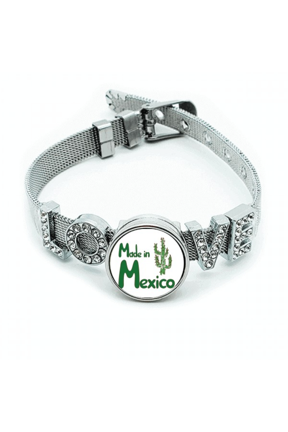 Mexico Cactus Landscape Mexican Bracelet Wristband Crystal Love Adjustable Bangle
