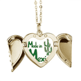 thumbnail image 1 of Mexico Cactus Landscape Mexican Folded Wings Peach Heart Pendant Necklace, 1 of 4