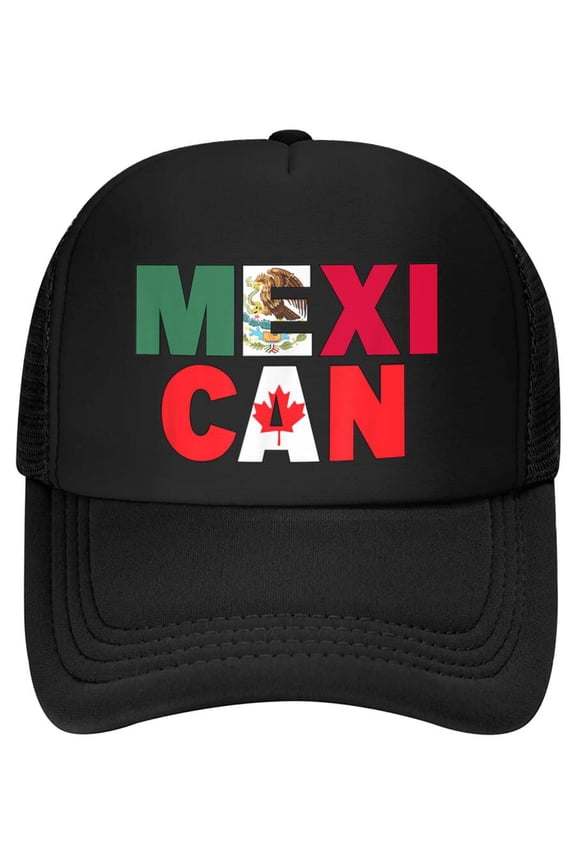 Mexico Canada Flag Themed for Half Canadian Mexican Roots Baseball Cap
