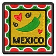 thumbnail image 1 of Mexico Chili Pepper Passport Travel Applique Multi-Color Embroidered Hook & Loop Patch - 3.5 Inch Large, 1 of 5