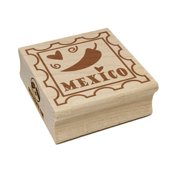 Mexico Chili Pepper Passport Travel Square Rubber Stamp Stamping Scrapbooking Crafting - Large 2.75in