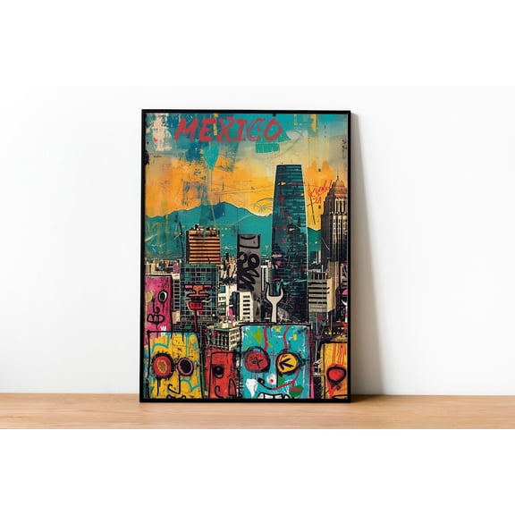 Mexico City Abstract Travel Wall Art, Unframed Paper Print Size 8x12