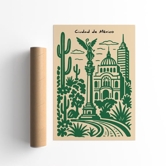 Mexico City Art Print: Retro Travel Poster UNFRAMED Poster, Wall Art for Decor, Present, 8x12