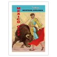 thumbnail image 1 of Mexico City - Bullfight Matador - Western Air Lines - Vintage Airline Travel Poster by José Maria Tuser Vázquez c.1960s - Bamboo Fine Art 290gsm Paper Print (Unframed) 18x24in, 1 of 4