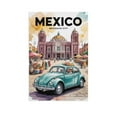 thumbnail image 1 of Mexico City Retro City Travel Poster with Classic Cars And Vibrant Street Market Life Canvas Poster, 1 of 8