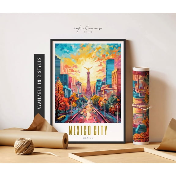 Mexico City Travel Poster Angel Of Independence Mexico City Art Destination Poster Mexico City Poster Travel Art Art Home Decor, 8x12 UNFRAMED