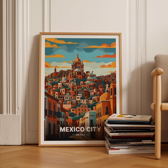 Mexico City Travel Poster, Vibrant Home Decor, Unique Office Artwork, Ideal Wanderlust Gift Wall Art, Modern Wall Decor, 8x12 UNFRAMED