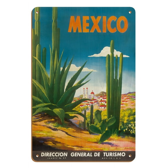Mexico - Ciudad Juarez Chihuahua - Direccion General de Turismo (Department of Tourism) - Vintage Travel Poster by Magallón c.1948 - 8 x 12 inch Vintage Wood Art Sign