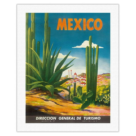 Mexico - Ciudad Juarez Chihuahua - Direccion General de Turismo (Department of Tourism) - Vintage Travel Poster by Magallón c.1948 - Fine Art Rolled Canvas Print 20in x 26in