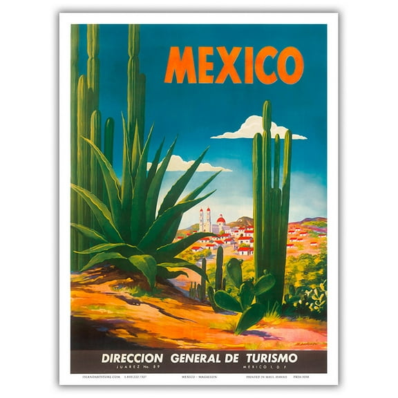 Mexico - Ciudad Juarez Chihuahua - Direccion General de Turismo (Department of Tourism) - Vintage Travel Poster by Magallón c.1948 - Master Art Print (Unframed) 9in x 12in