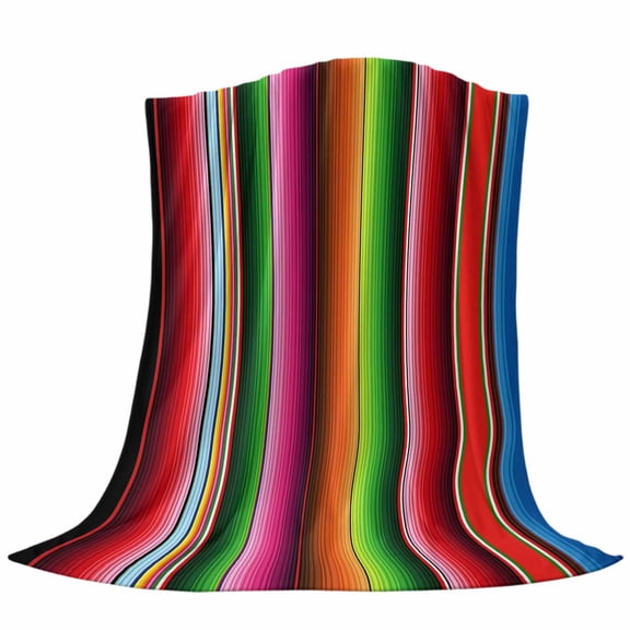 Mexico Colorful Stripes Fleece Throw Blanket Vertical Striped Ultra Soft Fuzzy Cozy Flannel Throw Blanket for Couch Sofa Bed Car Travel, Ideal Gifts 50x60 Inches