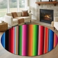 thumbnail image 1 of Mexico Colorful Stripes Round Living Room Rugs 5 ft, Vertical Striped Washable Area Rug with Non-Slip Sturdy Edge Binding Round Carpet for Entryway Kitchen Bedroom Bathroom, 1 of 9