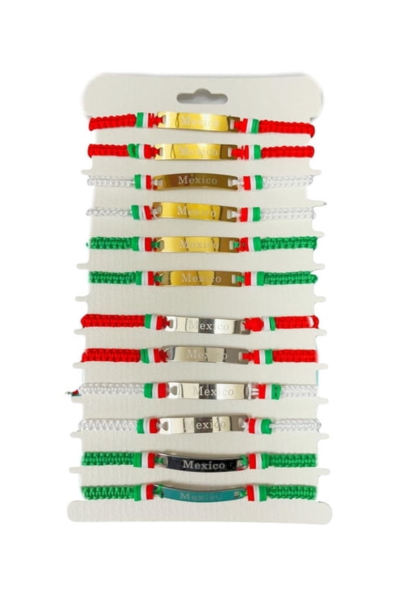 Mexico Country Name Plaque Bracelet – Adjustable Unisex Wristband for Men and Women - 3Pcs