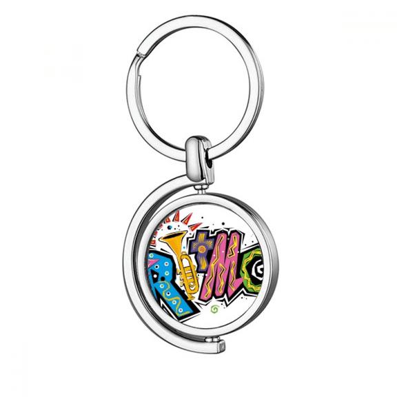Mexico Culture Elment Many Colors Ritmo Slogan Rotating Keychain Metal Keyring Holder