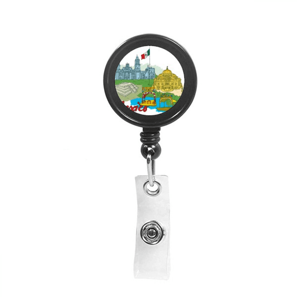 Mexico Culture Flag Famous Tourist Spots Graffiti Retractable Keychain Badge Holder ID Badge